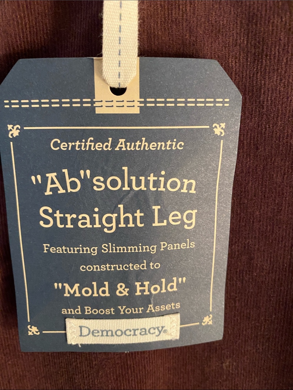 Democracy Straight Leg Jeans in Deep Burgundy - Picture 3 of 6